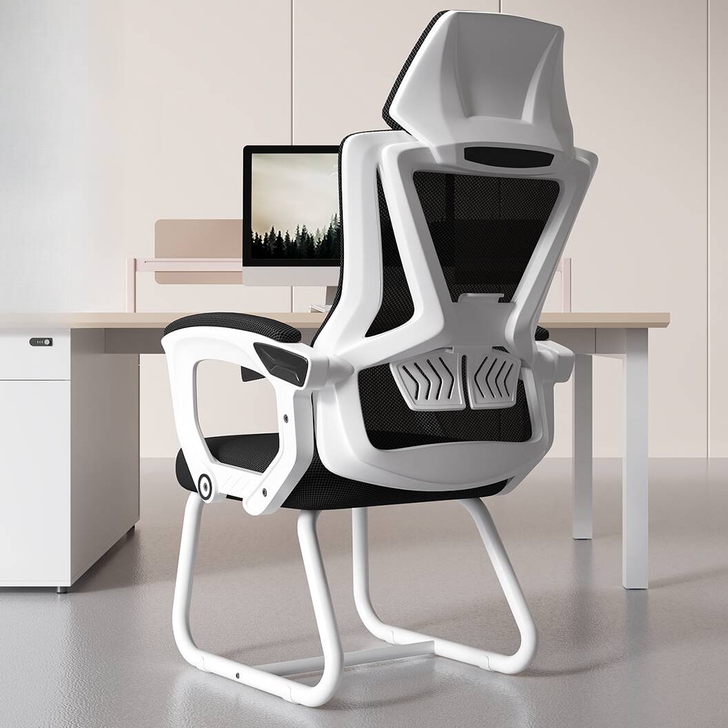 Upholstered Studio Chairs in Ink/Grey with Armrest, Ergonomic Design, Lumbar Support, Adjustable Back Angle, and Headrest