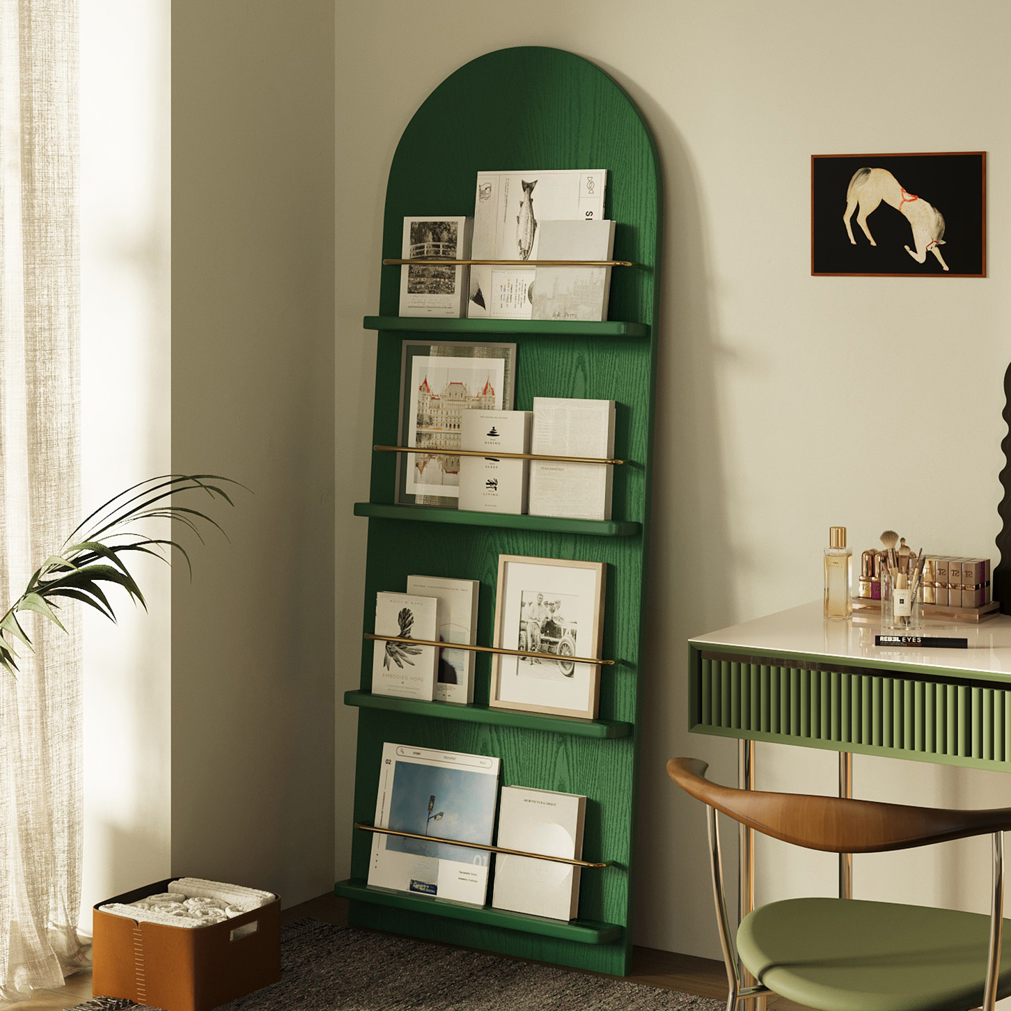 Modern Rubberwood Magazine Rack, 15 in & Above Length, 10 in & Above Height, with Shelves, Unattached