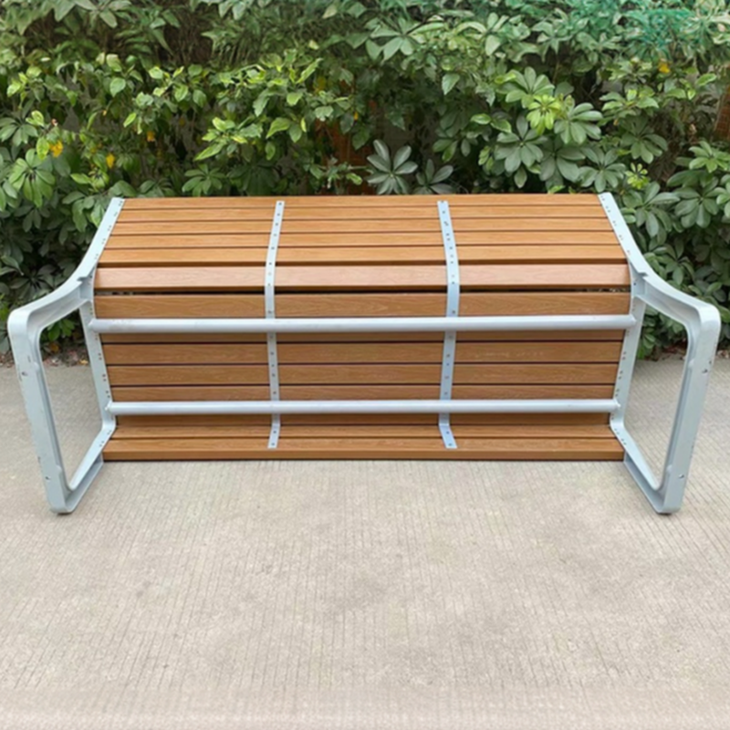 Simple Outdoor Bench with Engineered Wood/Aluminum in Tan and Back