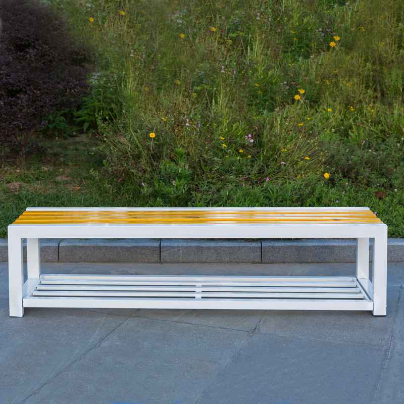 Simple Yellow Engineered Wood Picnic Bench