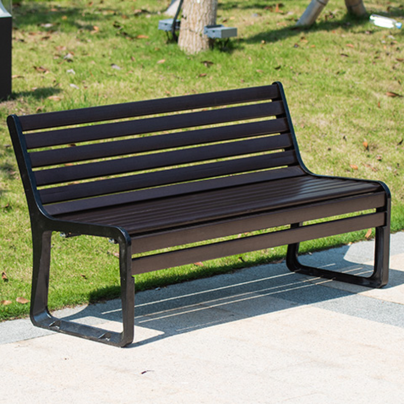 Simple Outdoor Bench with Alloy in Black/Sepia and Back