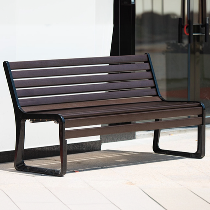 Simple Outdoor Bench with Steel and Back