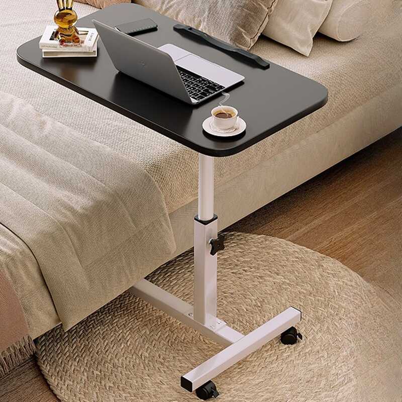 Casual Metal Laptop Cart with Adaptable Height and Swivel Wheels