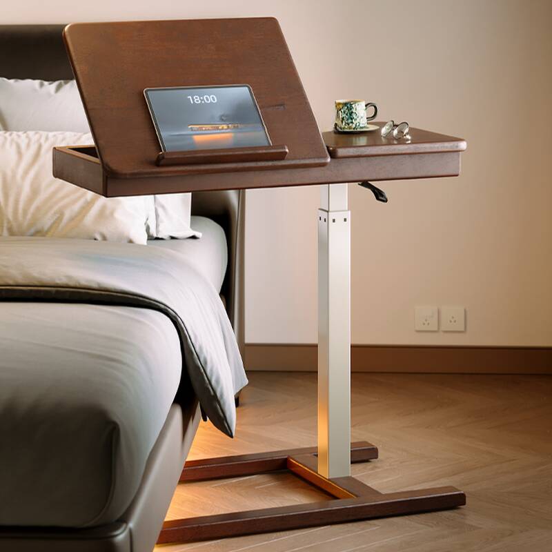 Casual Wood Laptop Cart with Adaptable Height and Swivel Wheels, Featuring 1 Shelf and Tilt