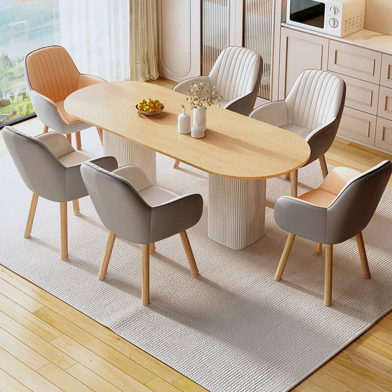 Art Deco Ergonomic Studio Chairs with Fixed Arms and Light Gray/Chalk/Light Blue Upholstered/Tanned Hide