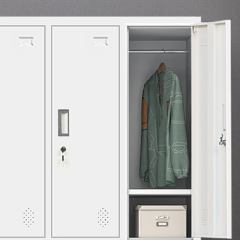 White 3-layer/2-layer Gym & Locker Room Lockers, Outdoor-compatible with Shoe Storage, Ventilated Door, Nine Compartments/6 Compartments, 3-Wide