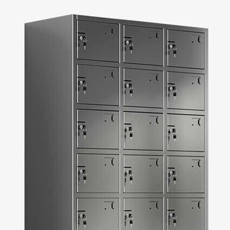 Metallic Modish Stainless Steel 4-layer/5 Tiers Gym & Locker Room Lockers with Ventilated Doors, Eight Compartments/10 or More Compartments, and 2-Wide