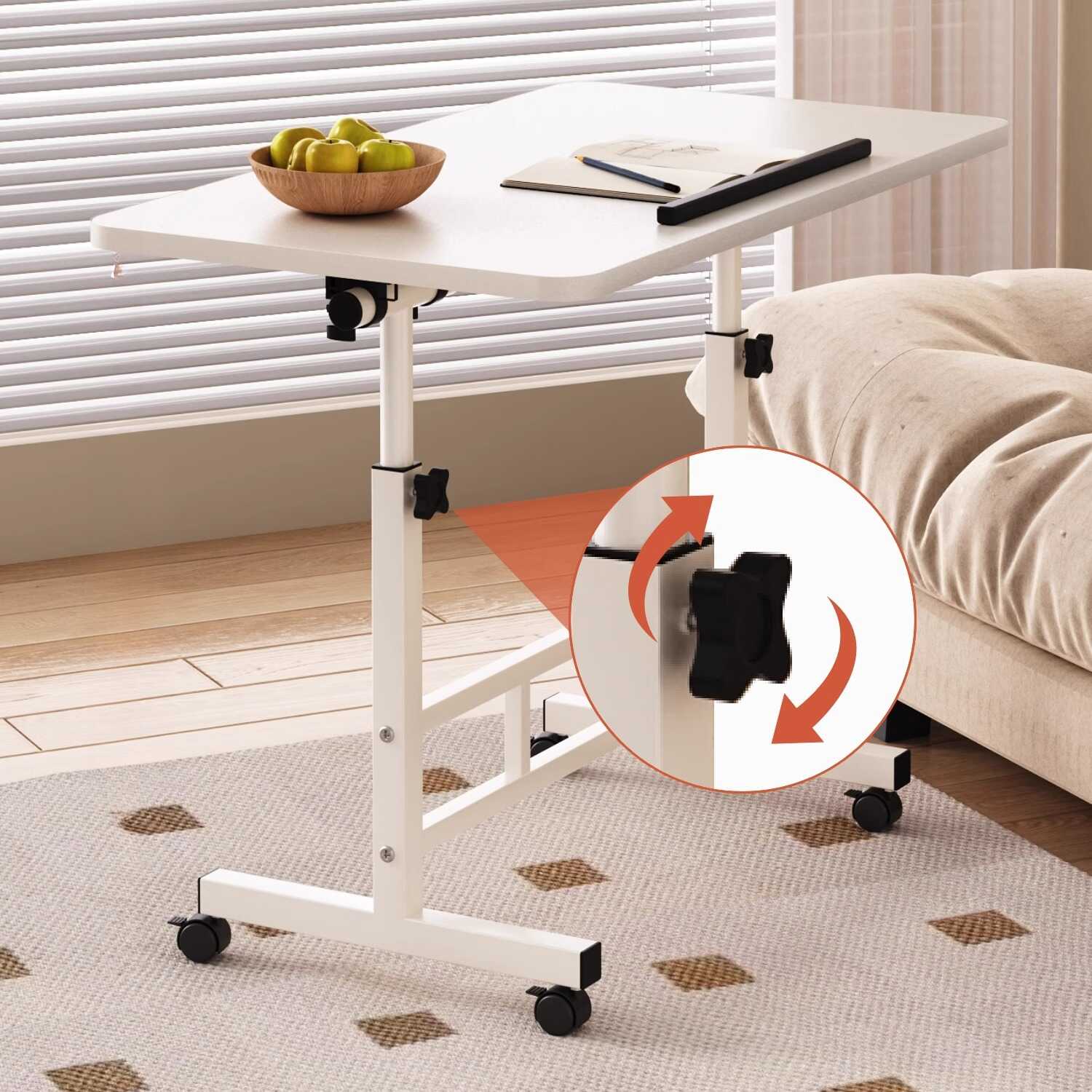 Casual Composite Wood Notebook Holder with Pop Up Foldable, Lifting Airlift, Swivel Wheels, and Tilt