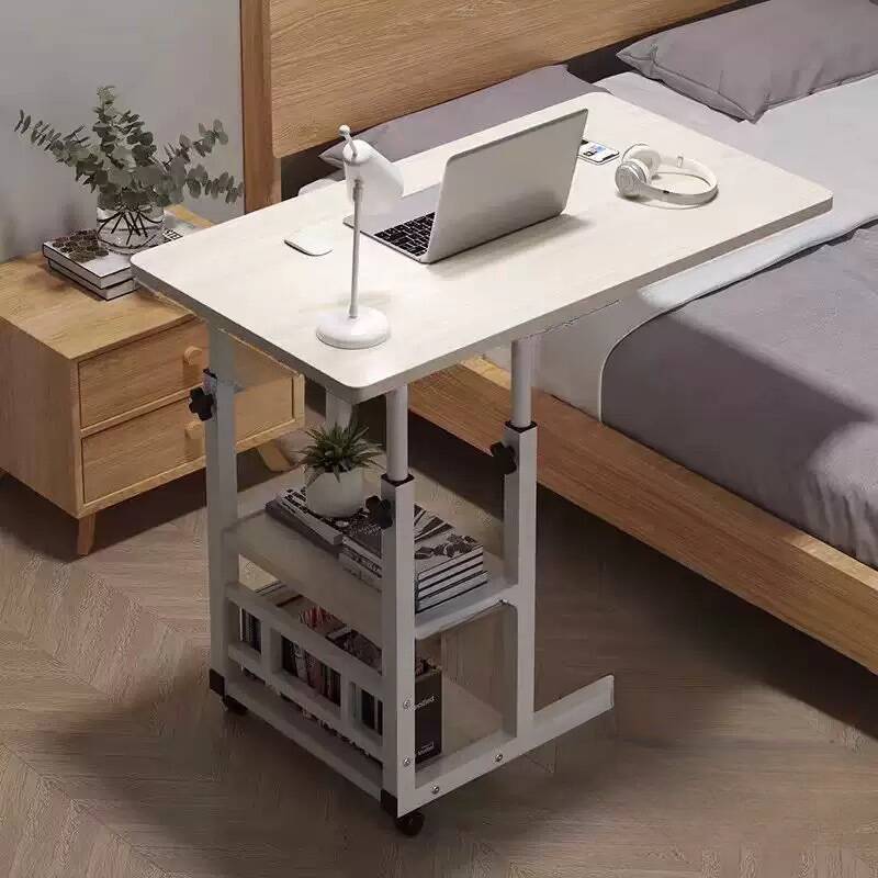 Casual Composite Wood Laptop Cart with Adaptable Height and Swivel Wheels