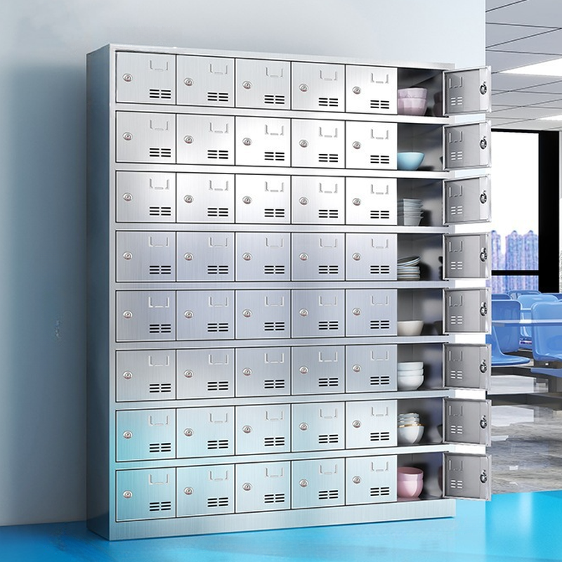 Metallic Modish Stainless Steel Home Lockers with Louvered Doors, 10 or More Compartments, 5-Wide or more/3-Wide/4-Wide, and Lock Included