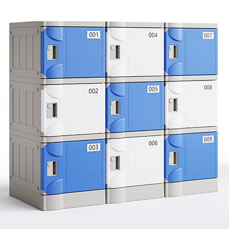 White/Blue/Orange Modish Polymer School Lockers with 3-layer/5-tier/2-layer, Nine/10 or More/4 Compartments, 3-Wide/5-Wide or more/2-Wide, and Lock