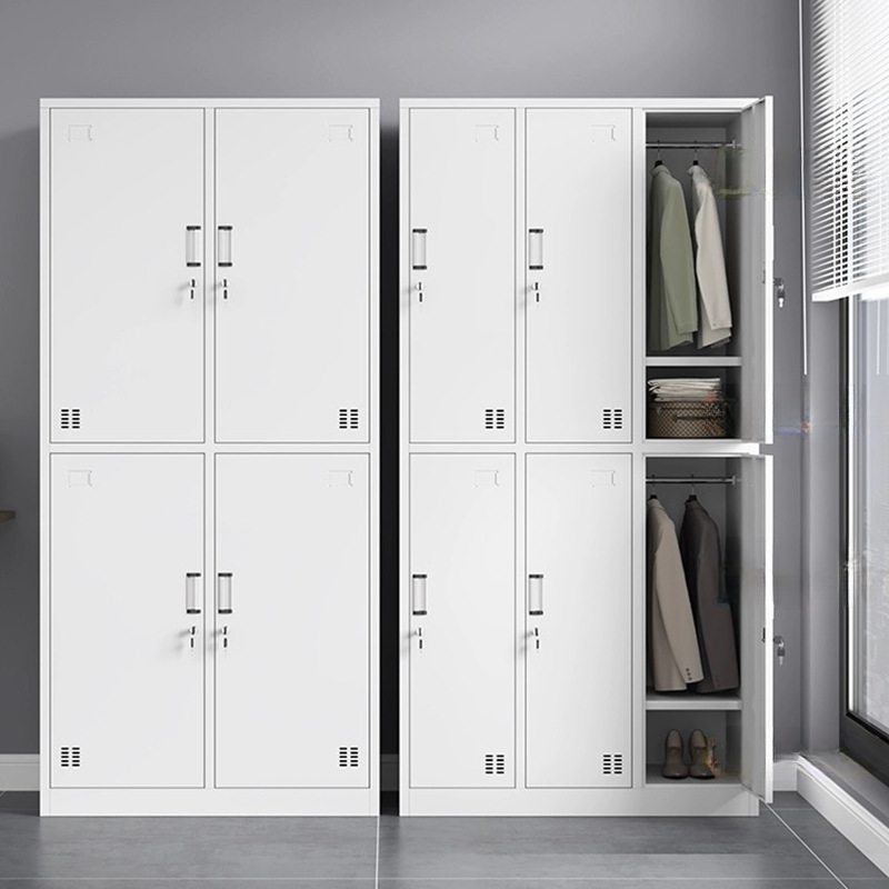 White Industrial 2-layer/5 Tiers/3-layer Employee Lockers with Shoe Storage, Louvered/Clear Doors, 10 or More/6/Nine Compartments, 3-Wide/2-Wide
