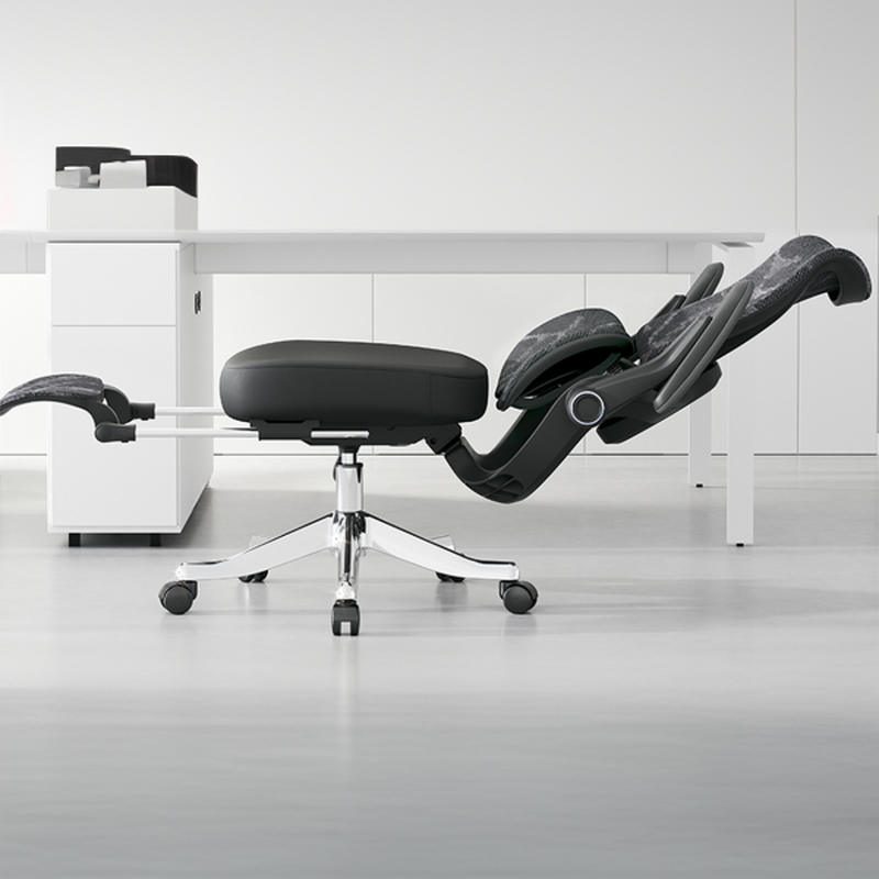 Swivel Lifting Dove Grey/Ink Upholstered Study Chair with Headrest, Lumbar Support, Adjustable Back Angle and Flip-Up Armrest, Footrest Included/Not Included