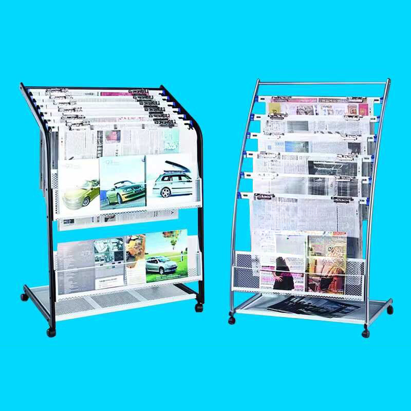 Art Deco Ink/Metallic/Chalk Magazine Rack with Metal Shelves, 15 in & Above Length, 10 in & Above Height, Standalone