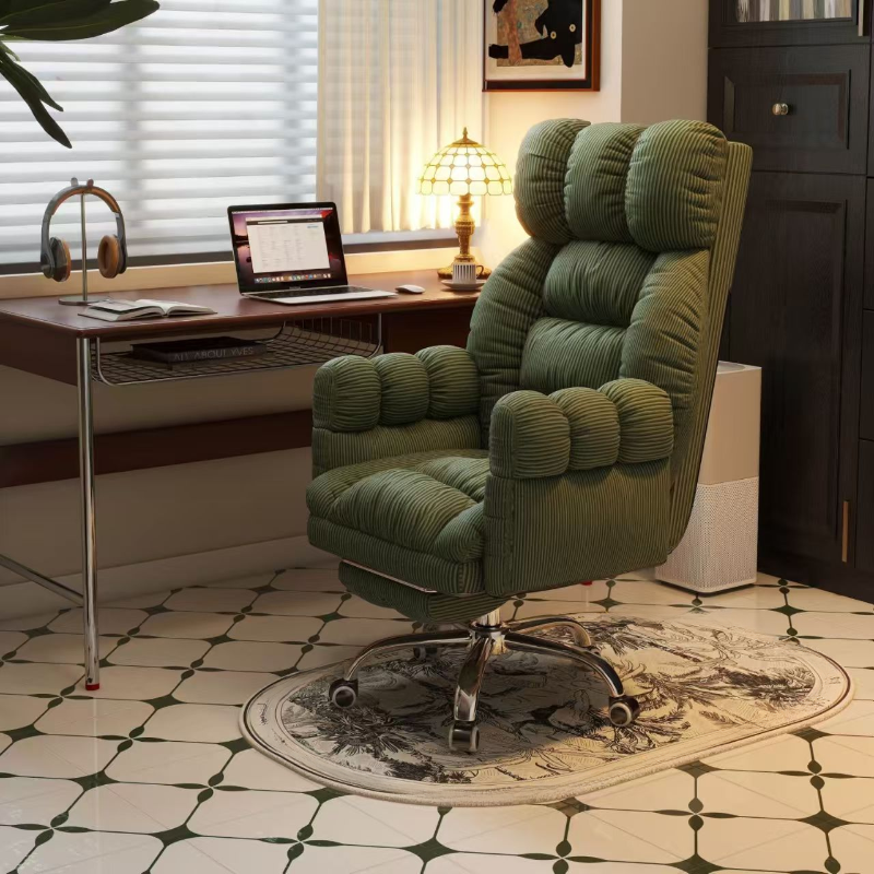 Ivory/Dove Grey/Teal Upholstered Studio Chairs with Headrest, Roller Wheels, Pillow and Adjustable Back Angle, Footrest Included/Not Included