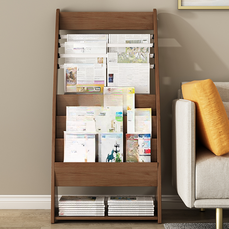 Art Deco Laminate Magazine Rack with 15 in & Above Length and 10 in & Above Height, Shelves and Pocket Included, Standalone