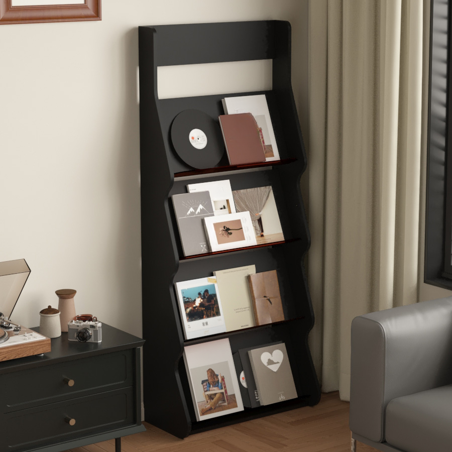 Art Deco Laminate Magazine Rack with Shelves, 15 in & Above Length, 10 in & Above Height, and Standalone Design