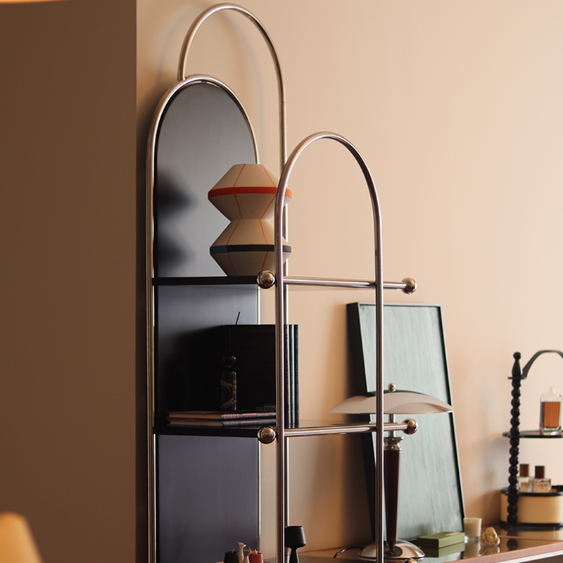 Art Deco Stainless Steel Magazine Rack with 15 in & Above Length and 10 in & Above Height, Shelves Included, Standalone