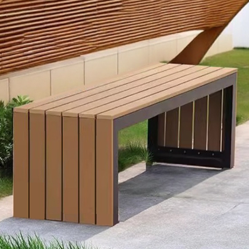 Simple Picnic Bench in Tan with Metal Frame