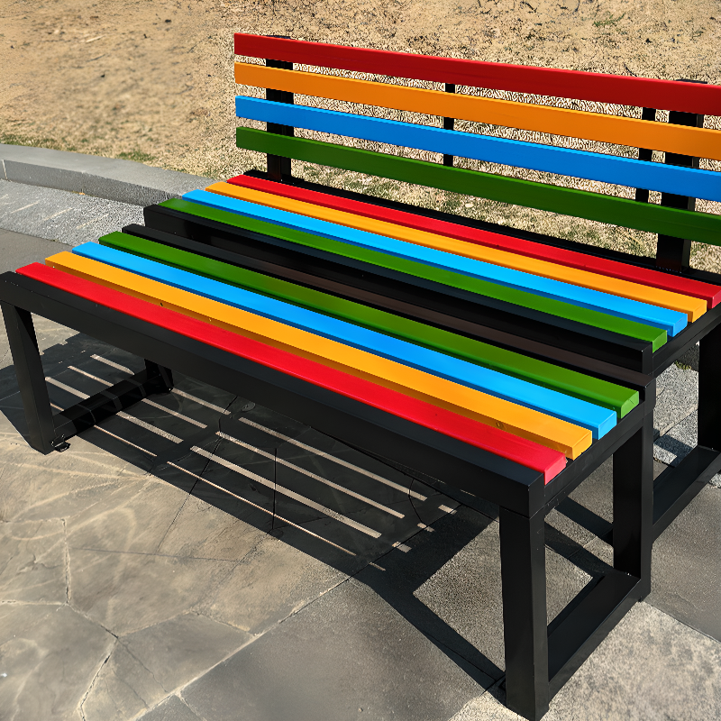 Simple Outdoor Bench with Engineered Wood in Multicolour and Back
