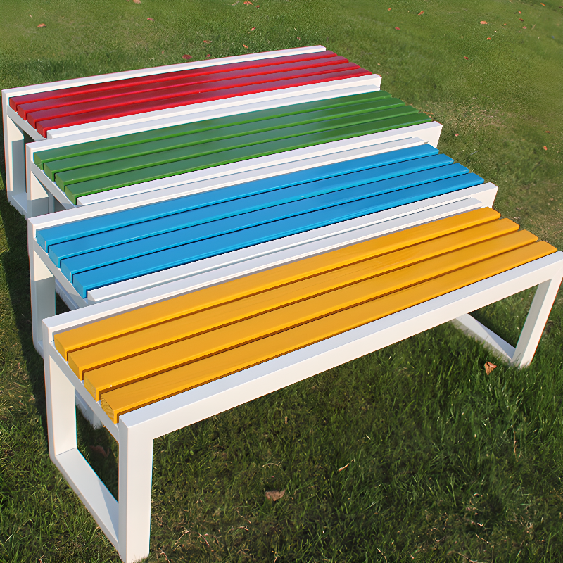 Simple Picnic Bench with Engineered Wood in Yellow/Azure/Green