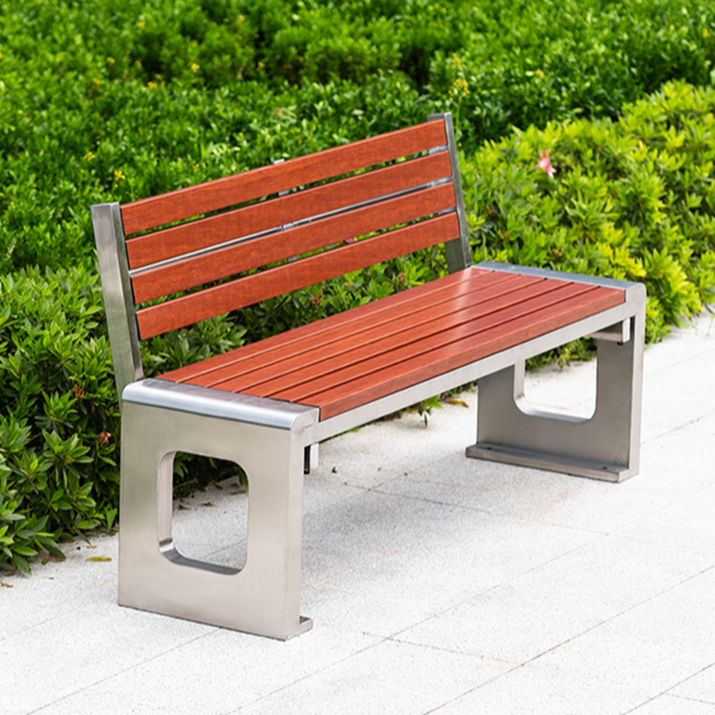 Simple Outdoor Bench with Alloy/Engineered Wood in Tan and Back