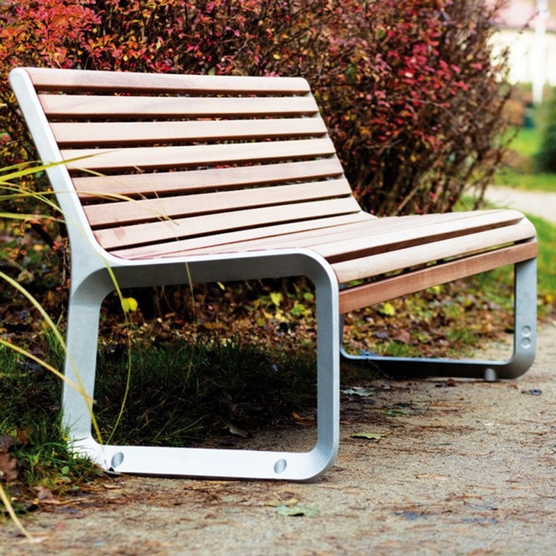 Simple Outdoor Bench with Engineered Wood in Tan and Back