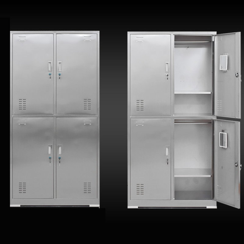 Silver Contemporary Stainless Steel 5-tier/4-layer/2-layer Employee Lockers with Louvered/Clear Doors, 10 or More Compartments/9 Compartments/Eight Compartments, and 3-Wide/2-Wide