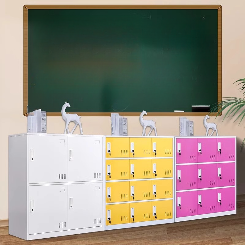 Steel 2-layer/4-layer/3-tier School Lockers, Installation Required, Partial Assembly, Ventilated Doors, 10 or More Compartments/9 Compartments/Six Compartments, 3-Wide/2-Wide