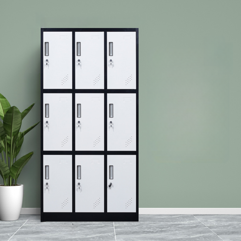 Contemporary 5-tier Gym & Locker Room Lockers with Installation Required, Partial Assembly, Shoe Storage, Ventilated Doors, 3-Wide