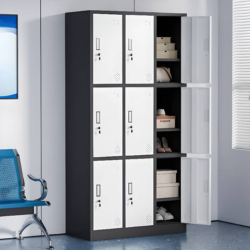 Contemporary 2-layer/5-tier/4-layer Gym & Locker Room Lockers with Ventilated Doors, 10 or More Compartments/9 Compartments/Six Compartments, 3-Wide/2-Wide, Lock, and Name & Number Plate