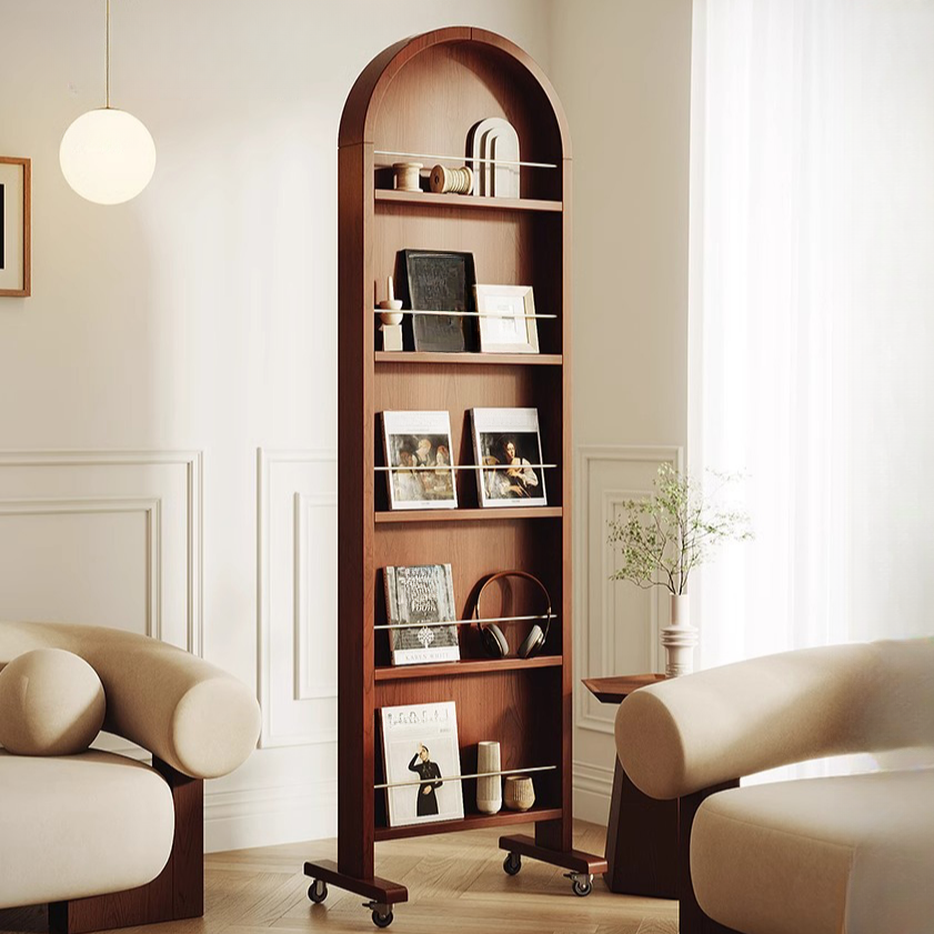 Art Deco Magazine Rack in Solid Wood, 15 in & Above Length, 10 in & Above Height with Shelves, Standalone