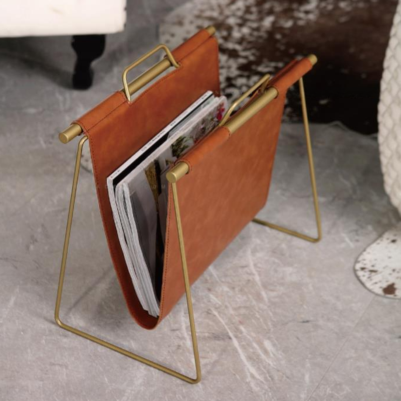 Modern Simple Style Alloy Magazine Rack with Handle, 15 in & Above Length, 10 in & Above Height, Standalone