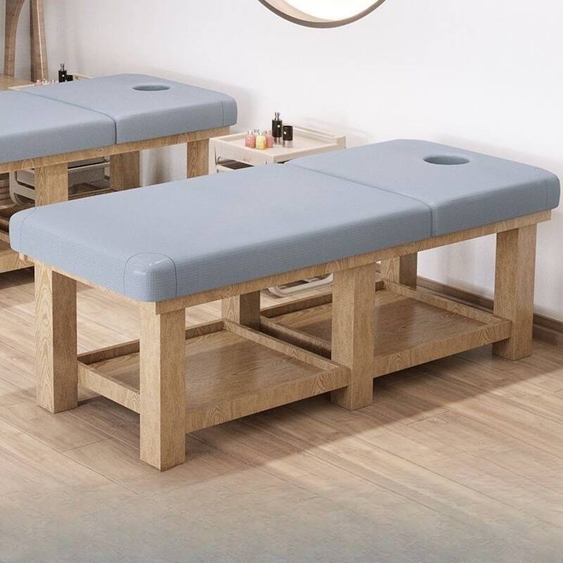 Massage Bed with Pine Wood Base, Rectangular Top, and Trestle Base
