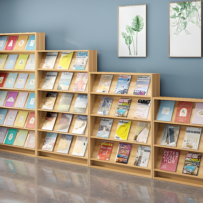 Art Deco Unfinished Colour Magazine Rack in Manufactured Wood with Shelves, 15 in & Above Length, 10 in & Above Height, Standalone