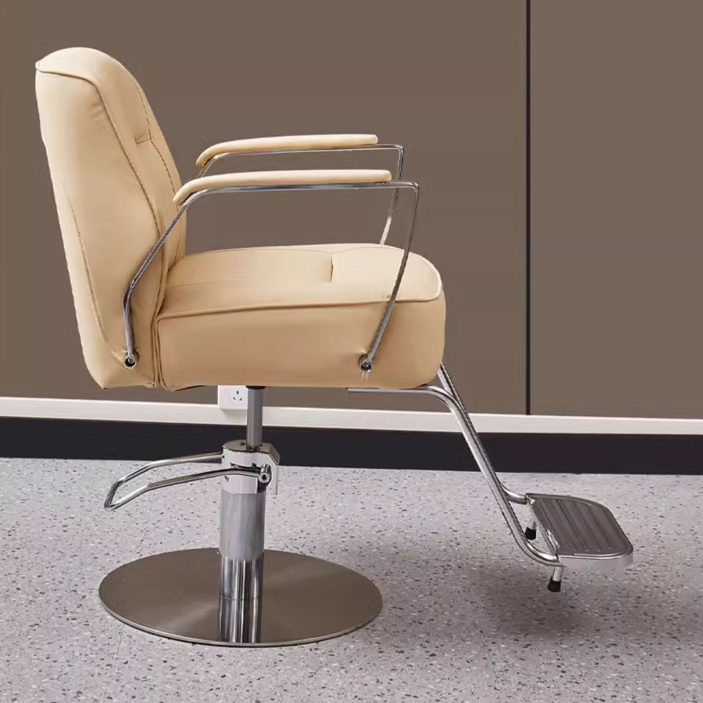 L-Shape Solid Colour Full Back Synthetic Leather Styling Chair with Footrest and Adjustable Features