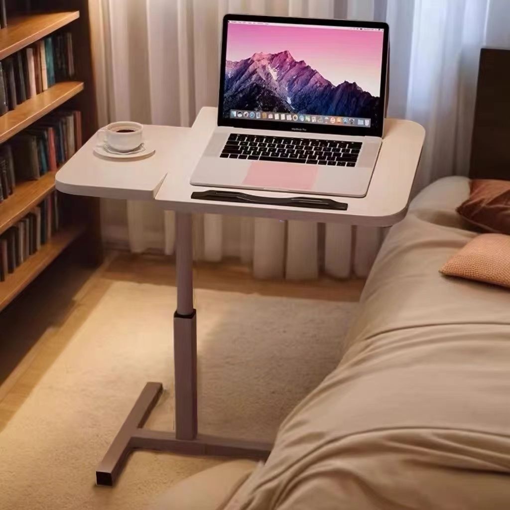 Trendy Manufactured Wood Laptop Cart with Pop Up Foldable Design, Lifting Airlift, Casters, and Tilt