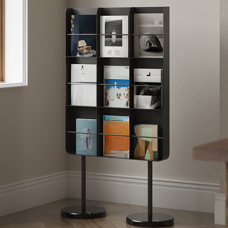 Art Deco Iron Magazine Rack with Shelves, 15 in & Above Length, 10 in & Above Height, Standalone