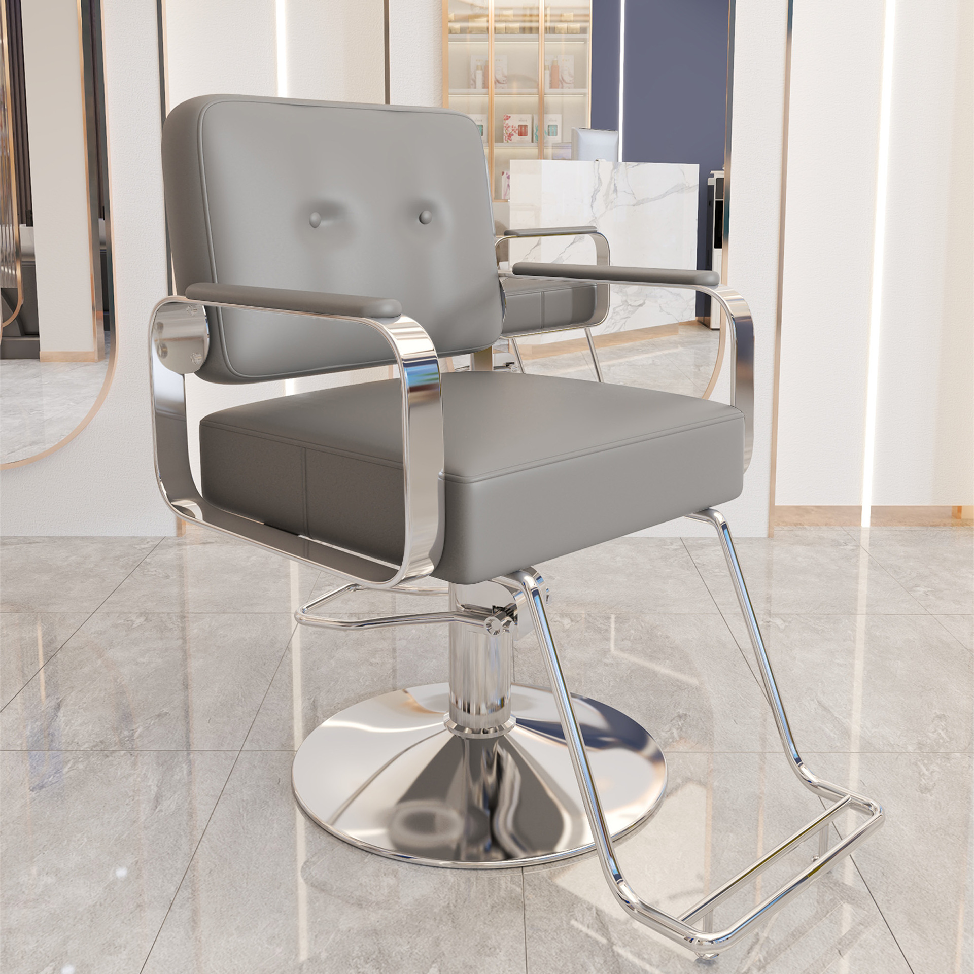 Ergonomic Rectangular Solid Colour Synthetic Leather Styling Chair with Adjustable Footrest
