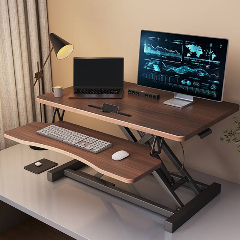 Trendy Manufactured Wood 2-Tier Notebook Holder with Pop Up Lifting Shelves