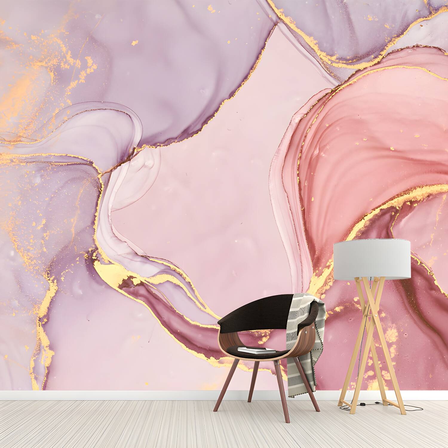 Pink Abstract Drawing Wallpaper Murals Stain Resistant Modern Art Bedroom Wall Covering