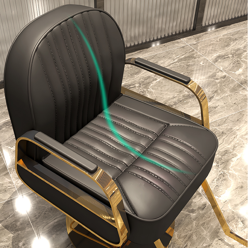 L-Shape Striped Full Back Synthetic Leather Styling Chair with Footrest and Adjustable Features