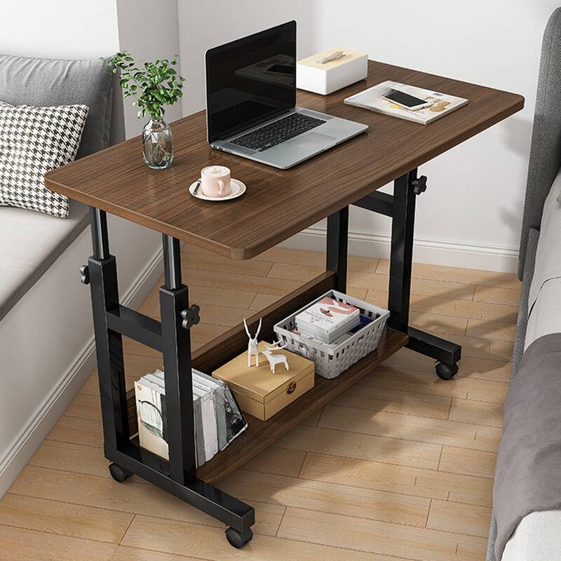Casual Wood Stand Vertical Adaptable Height Laptop Cart with Wheels