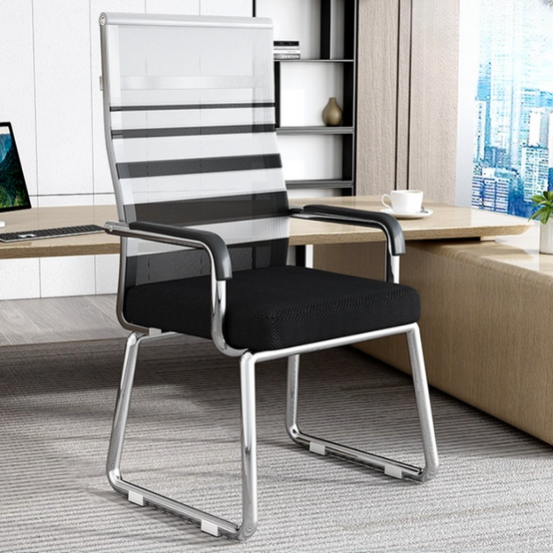 Art Deco Studio Chairs in Midnight Black Fabric/Upholstered with Fixed Arms and Ergonomic Design