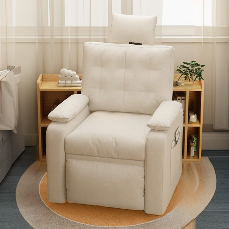 Ergonomic Studio Chairs in Light Gray/Light Blue/Apricot Colour with Upholstered Material, Armrest, Adjustable Back Angle, Stitch-tufted Design, and Headrest