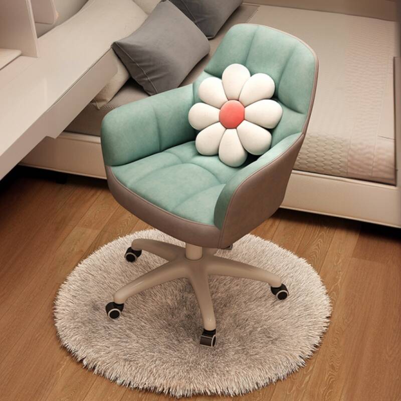 Modish Upholstered Light Blue Studio Chairs with Rollers, Fixed Arms, and Ergonomic Design