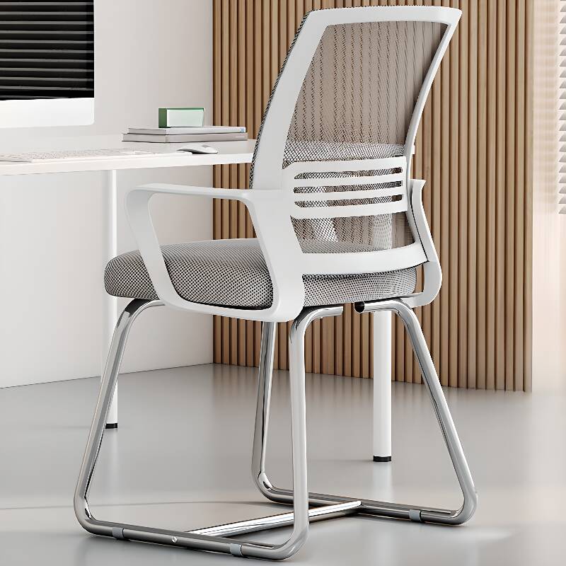 Modish Studio Chairs in Midnight Black/Light Gray Upholstered with Armrest, Ergonomic Design, and Lumbar Support