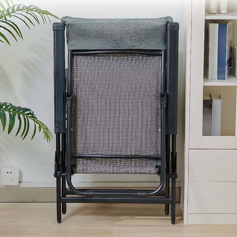 Art Deco Dark Gray Upholstered/Mesh Studio Chairs with Armrest, Leg Rest, and Adjustable Back Angle