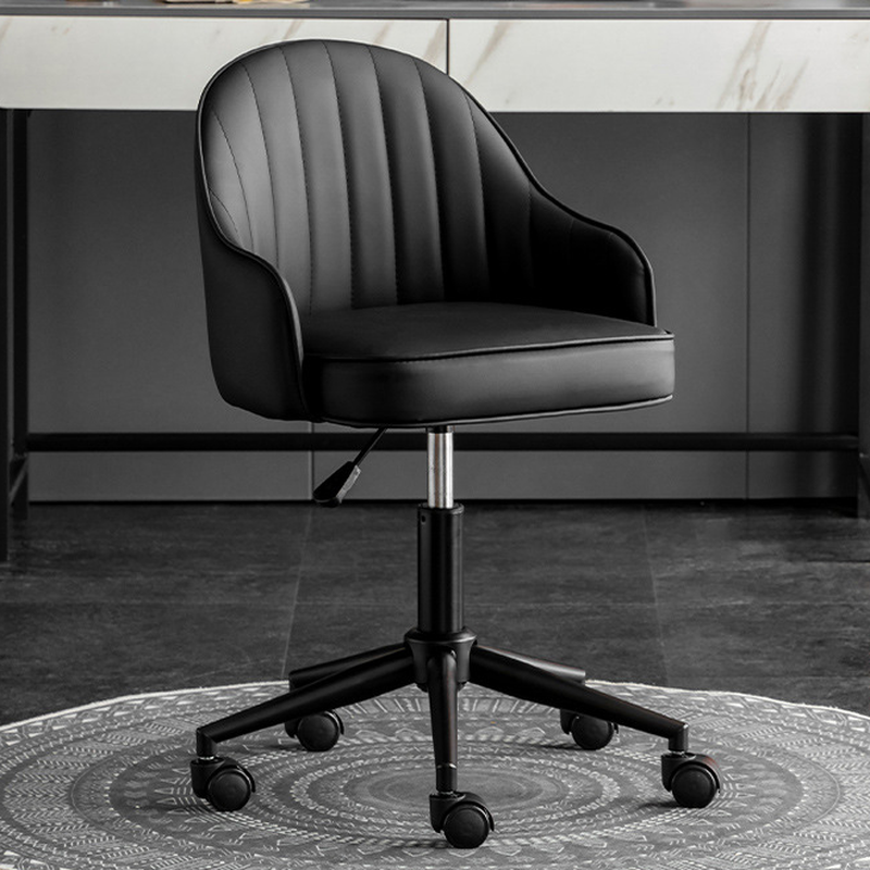 Modish Studio Chairs in Light Gray/Lemon Colour/Light Green Hideskin with Armrest, Caster Wheels, and Ergonomic Design