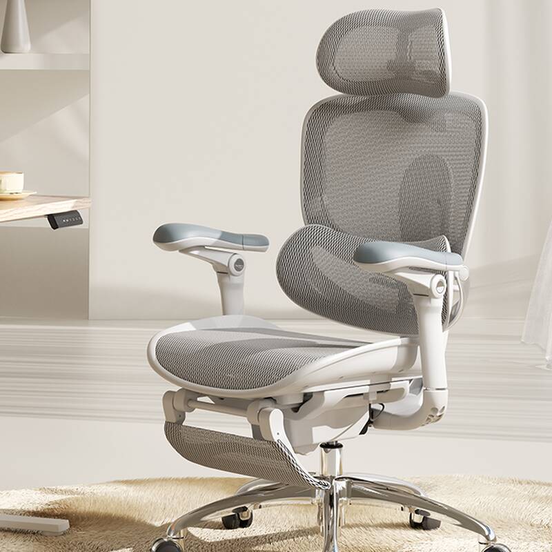 Mesh Waterfall Seat Studio Chairs with Headrest, Lumbar Support, Adjustable Back Angle and Height Adjustable Armrests, Leg Rest Included/Not Included